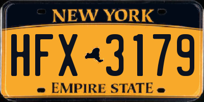 NY license plate HFX3179