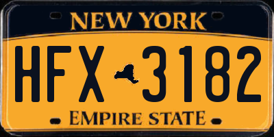 NY license plate HFX3182