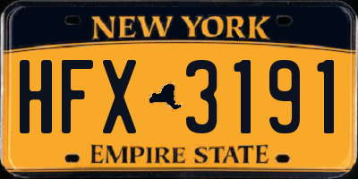 NY license plate HFX3191