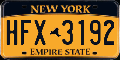 NY license plate HFX3192