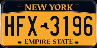 NY license plate HFX3196