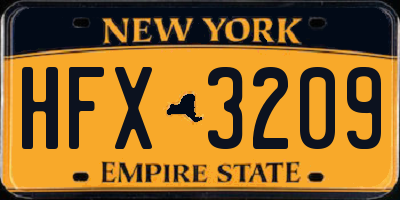 NY license plate HFX3209