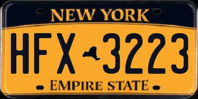NY license plate HFX3223