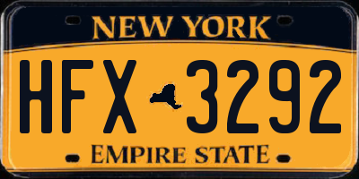 NY license plate HFX3292