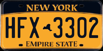 NY license plate HFX3302