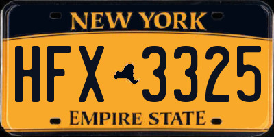 NY license plate HFX3325