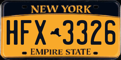 NY license plate HFX3326
