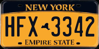 NY license plate HFX3342