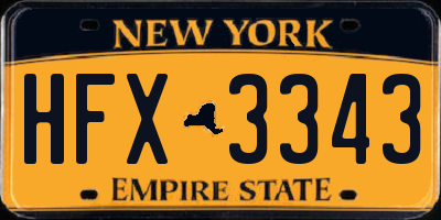 NY license plate HFX3343