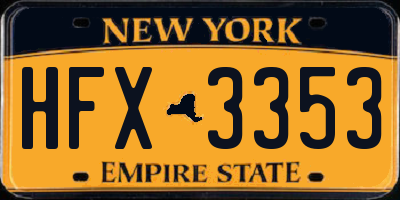 NY license plate HFX3353