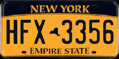 NY license plate HFX3356