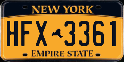 NY license plate HFX3361