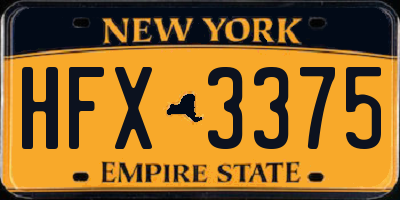 NY license plate HFX3375