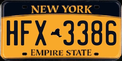 NY license plate HFX3386
