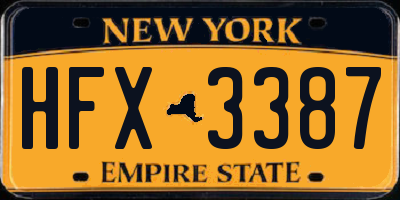 NY license plate HFX3387