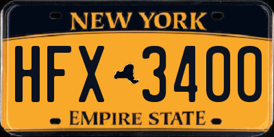 NY license plate HFX3400