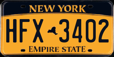 NY license plate HFX3402
