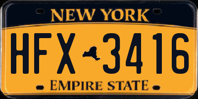 NY license plate HFX3416
