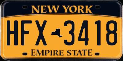 NY license plate HFX3418