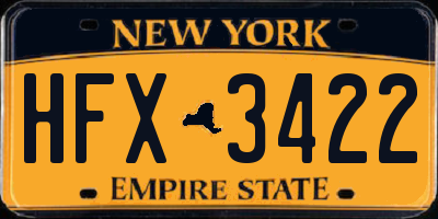 NY license plate HFX3422