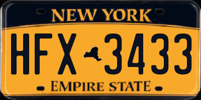 NY license plate HFX3433