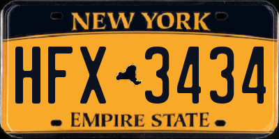 NY license plate HFX3434