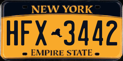 NY license plate HFX3442