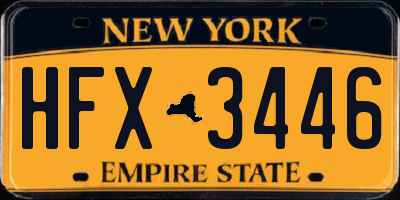 NY license plate HFX3446