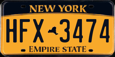 NY license plate HFX3474
