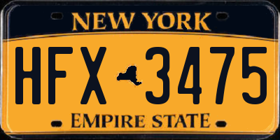 NY license plate HFX3475