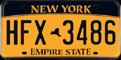 NY license plate HFX3486