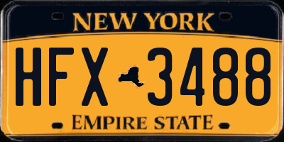 NY license plate HFX3488