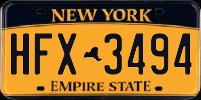 NY license plate HFX3494