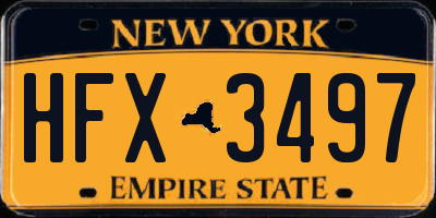 NY license plate HFX3497