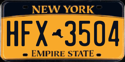 NY license plate HFX3504