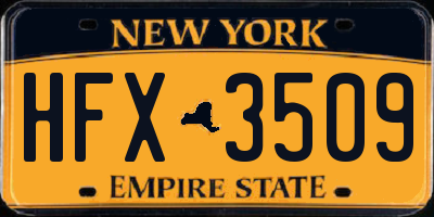 NY license plate HFX3509