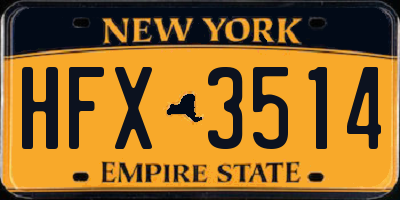 NY license plate HFX3514