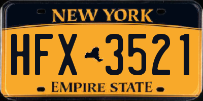 NY license plate HFX3521