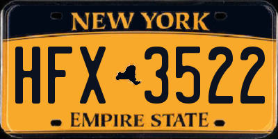 NY license plate HFX3522