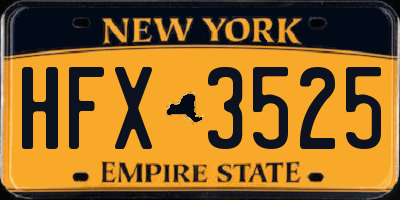 NY license plate HFX3525