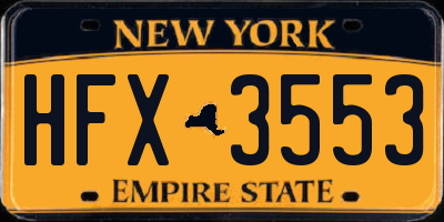NY license plate HFX3553