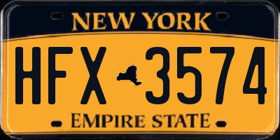 NY license plate HFX3574