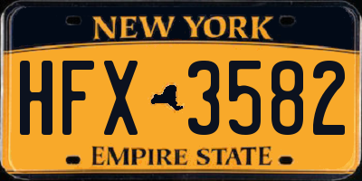NY license plate HFX3582