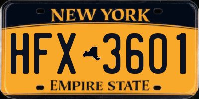 NY license plate HFX3601