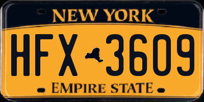 NY license plate HFX3609