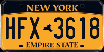 NY license plate HFX3618