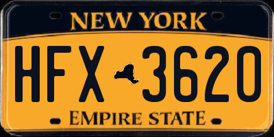 NY license plate HFX3620