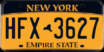 NY license plate HFX3627