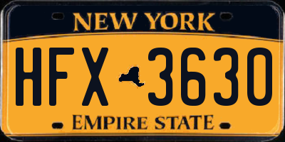 NY license plate HFX3630