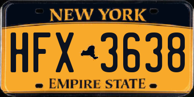 NY license plate HFX3638